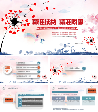 创意精准扶贫精神脱困PPT模板