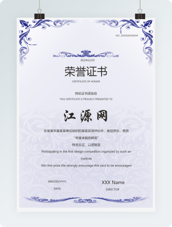 “年度卓越贡献奖”荣誉证书