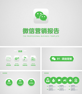 绿色简约营销宣传报告PPT模板 
