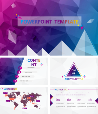 英文简约紫白商务通用PPT模板