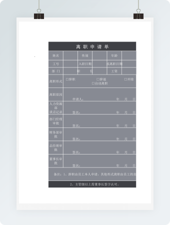 离职申请单表格模板