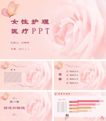 红色简约风女性护理医疗PPT模板