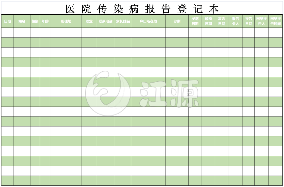 传染病报告卡登记本