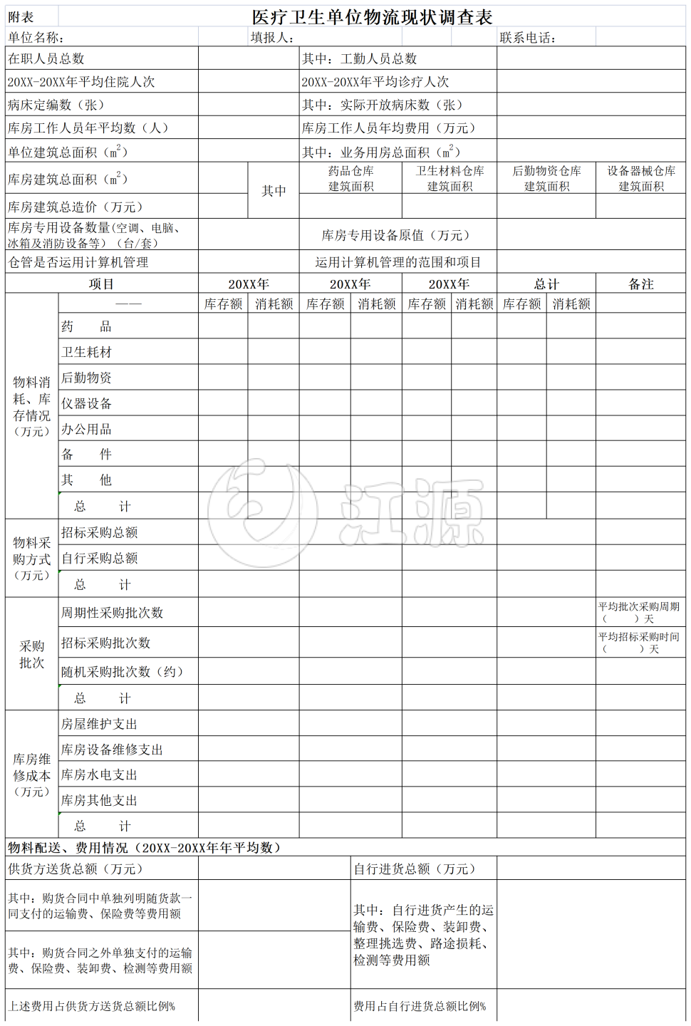 医疗单位物流excel模板