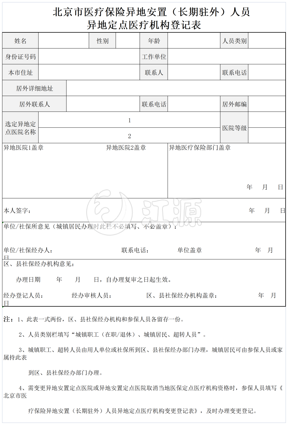 医疗保险异地安置人员异地定点