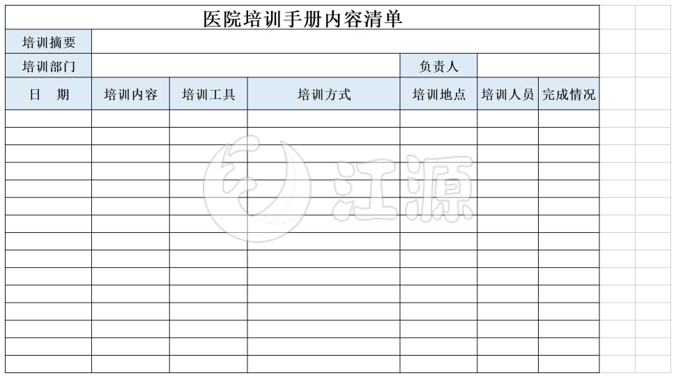 医院培训手册内容清单