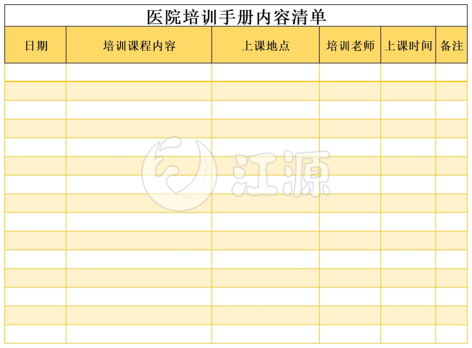 医院培训手册清单