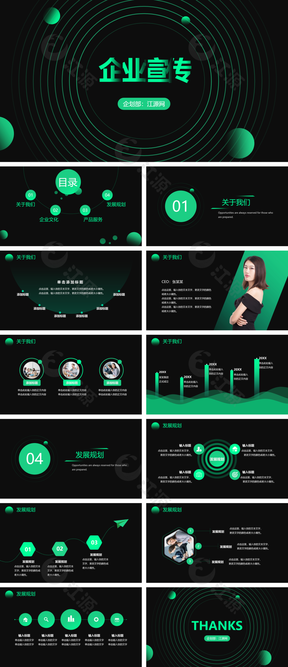 绿色渐变科技风企业宣传PPT模板