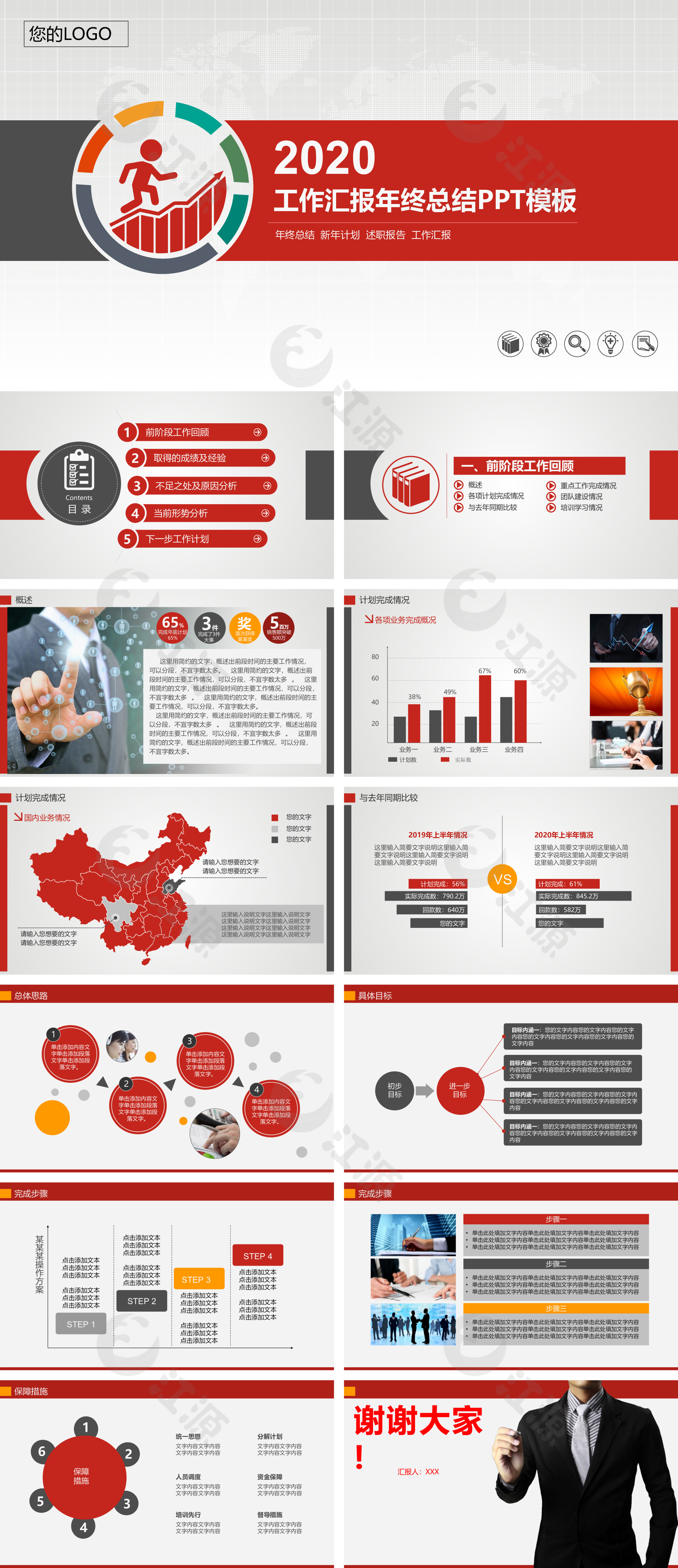 红色创意工作汇报年终总结PPT