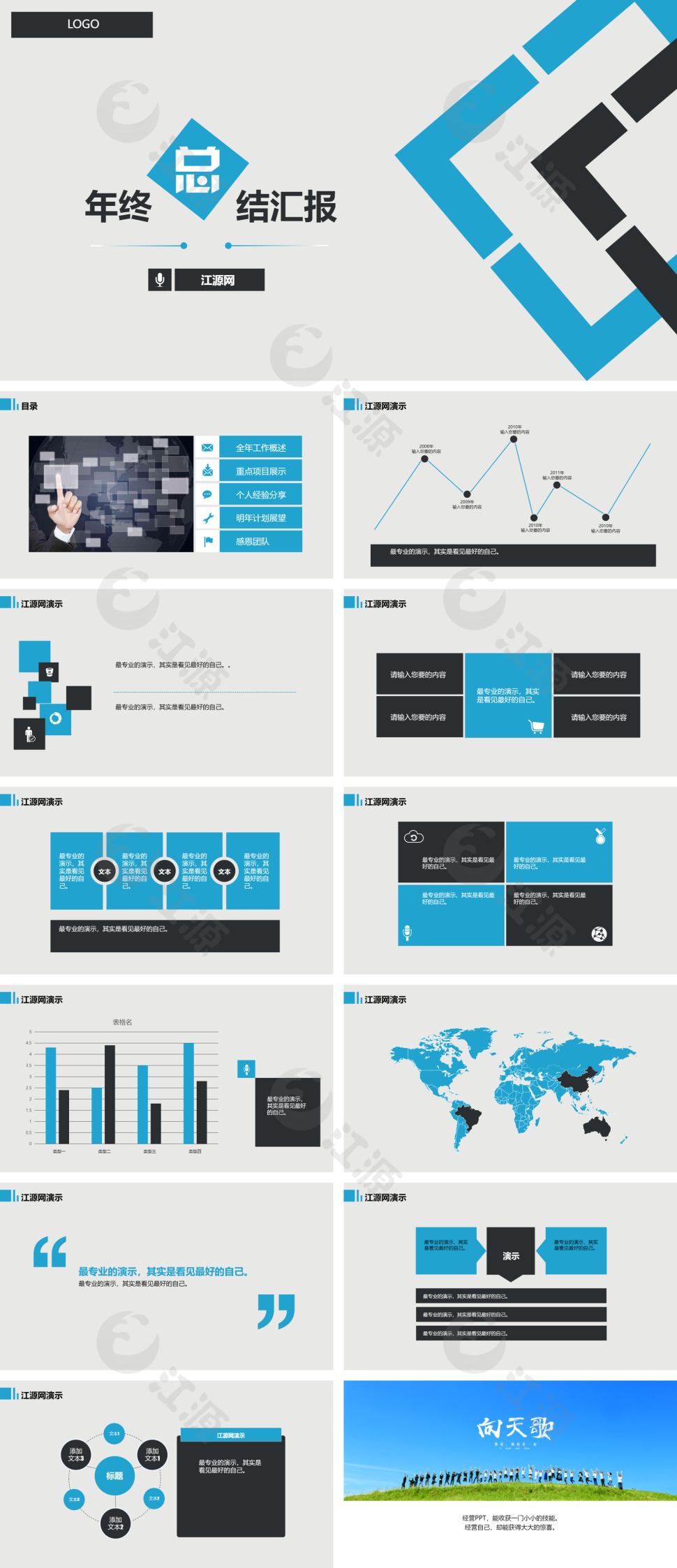 蓝色简约风年终工作汇报