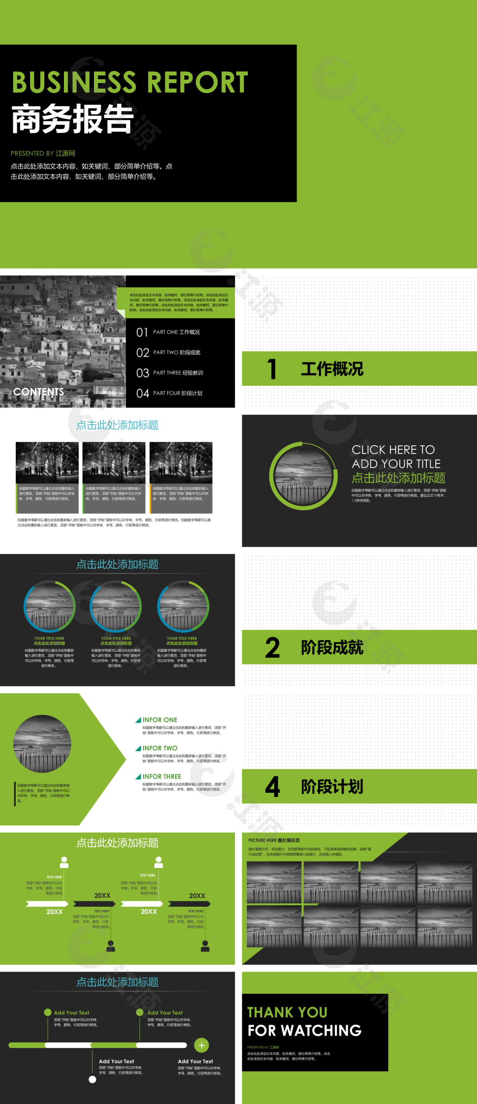 绿色创意大气风格商务报告PPT模板