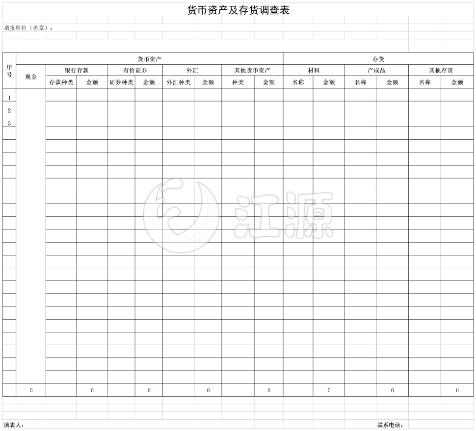 资产及存货调查表