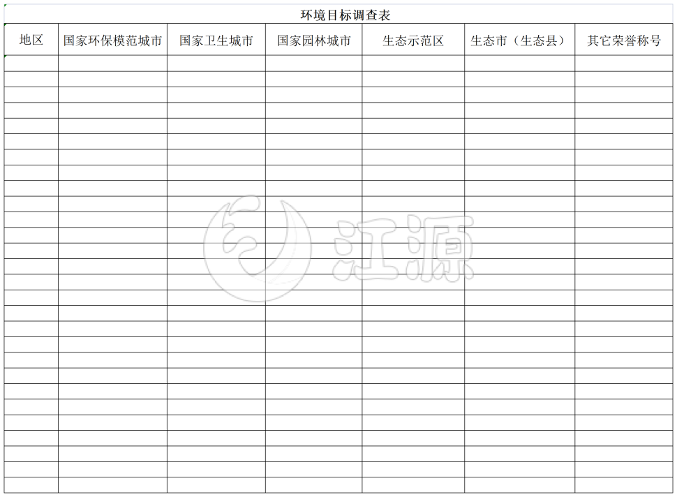 环境目标调查表模板