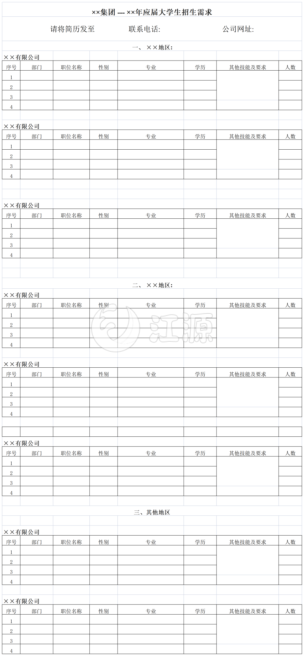 应届大学生招生需求总汇表