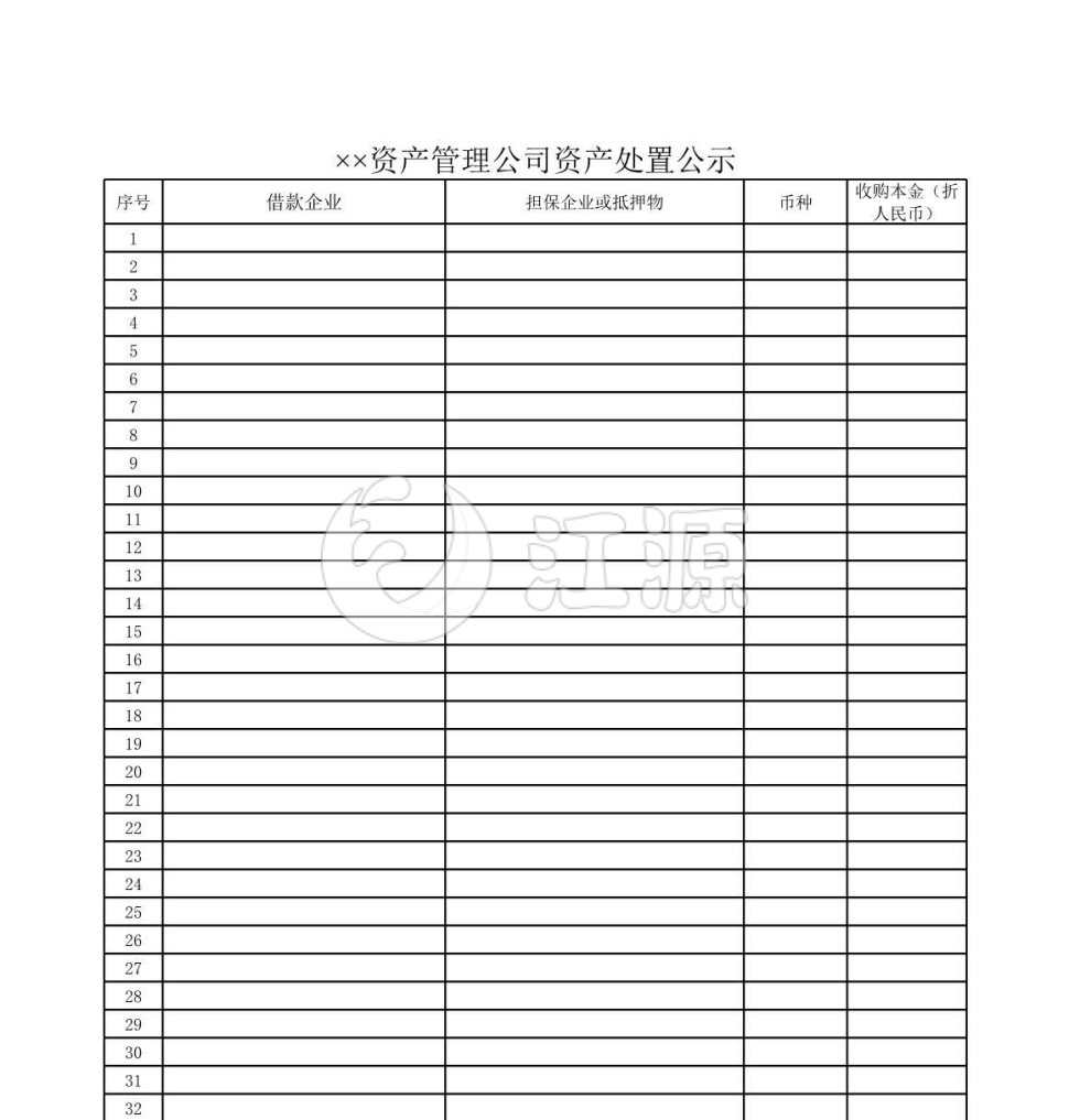 资产管理公司资产处置公示