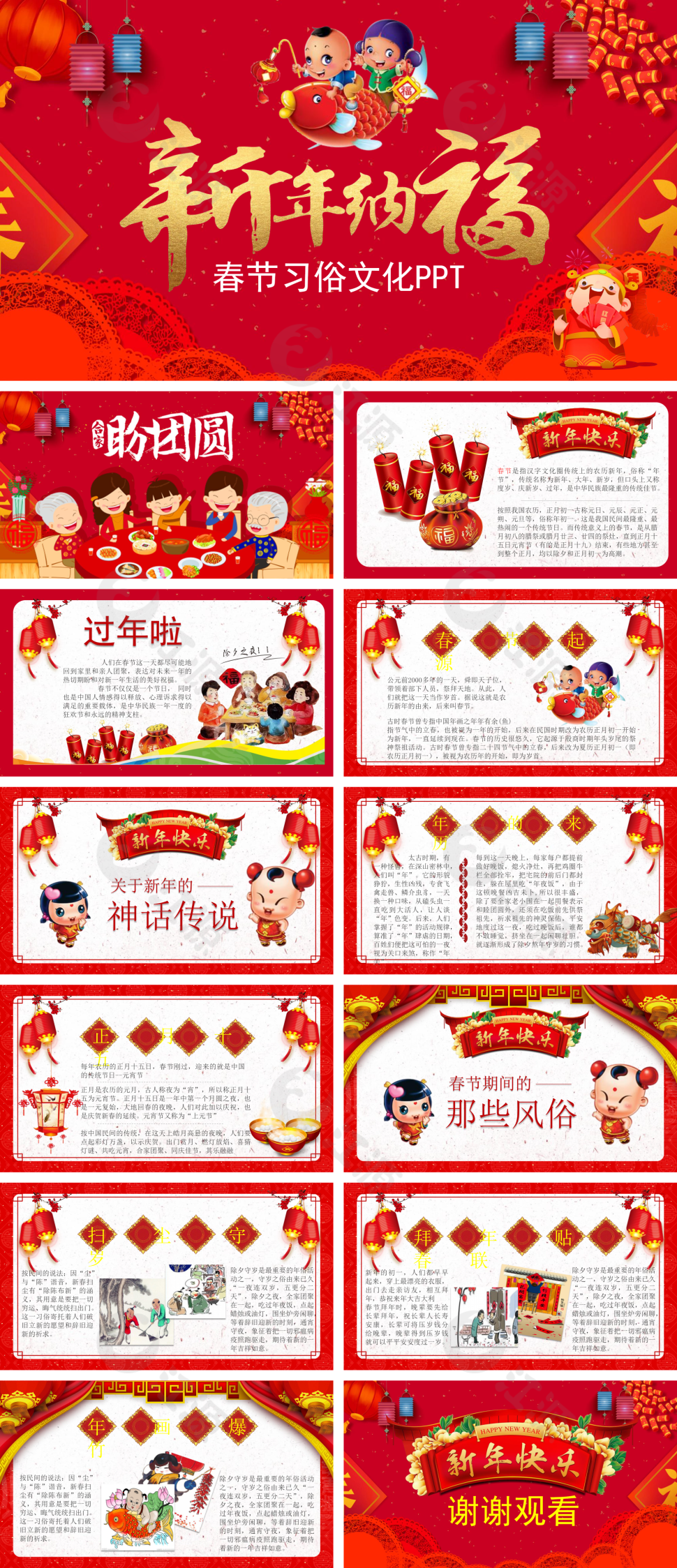 红色春节习俗文化PPT