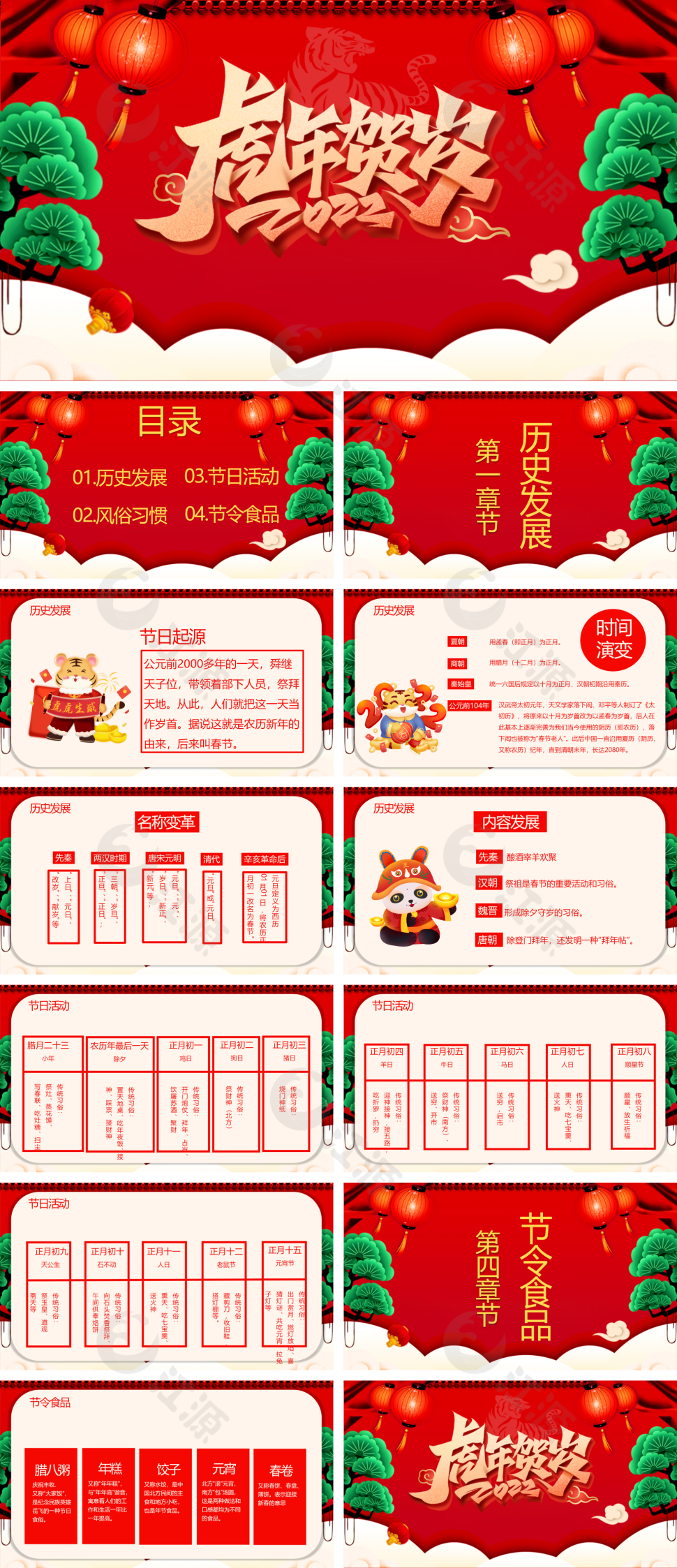 红色喜庆虎年贺岁春节传统文化介绍