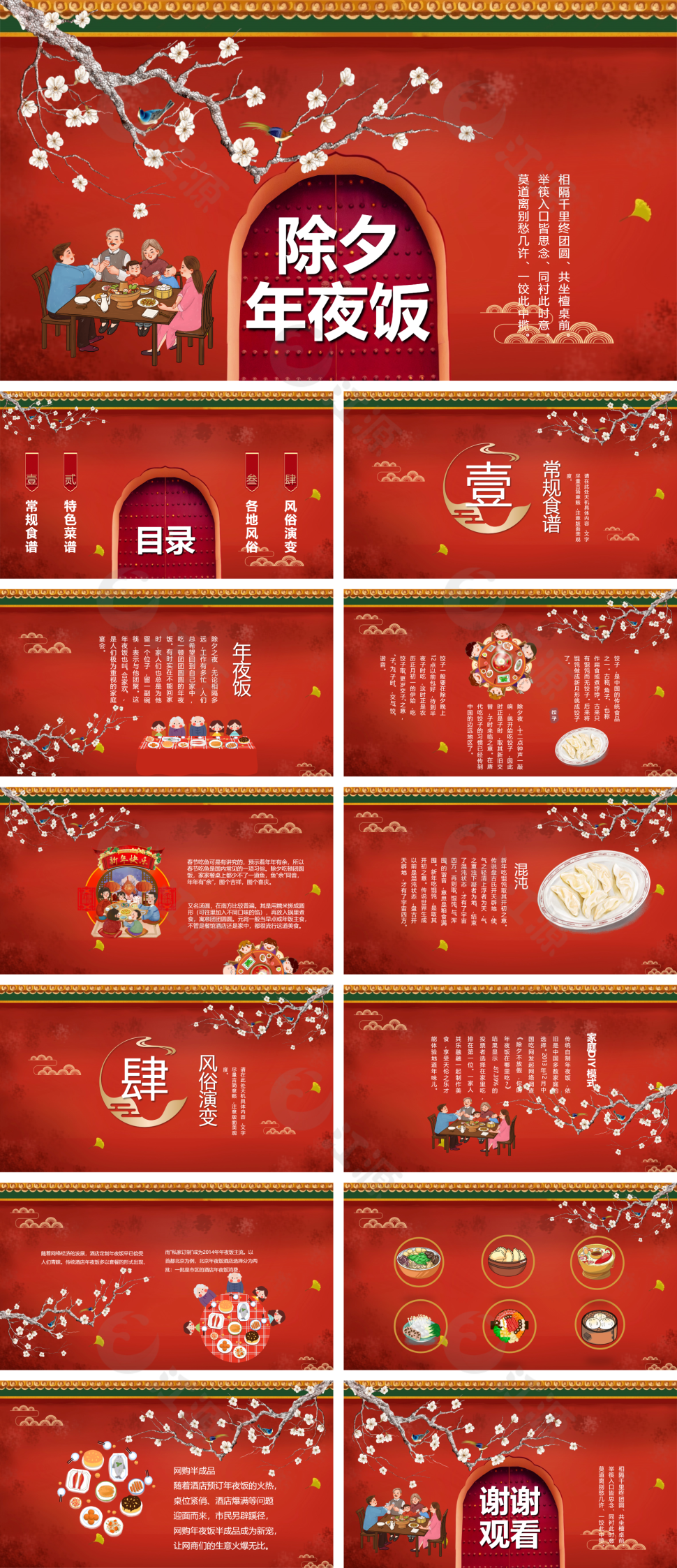 红色喜庆年夜饭介绍通用模板
