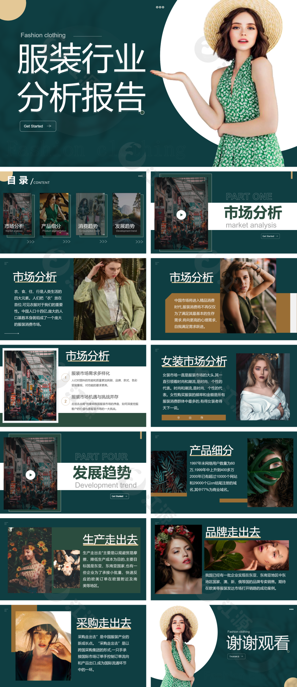 绿色服装行业分析报告PPT模板