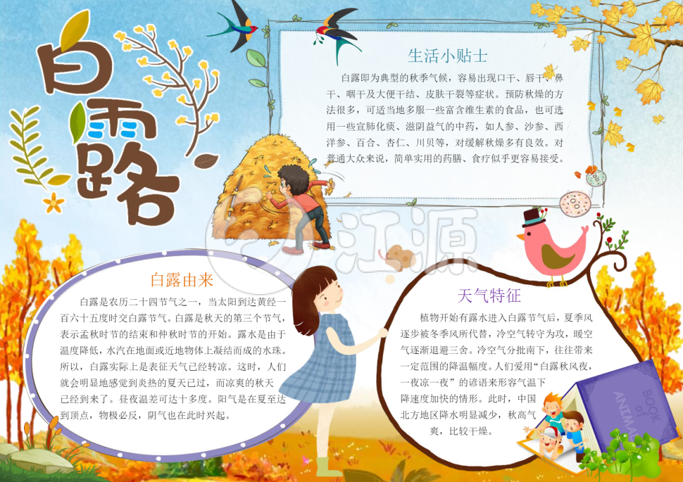白露二十四节气手抄报word模板