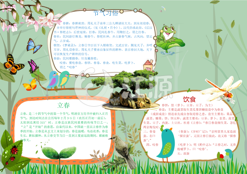 卡通立春小报word小报模板