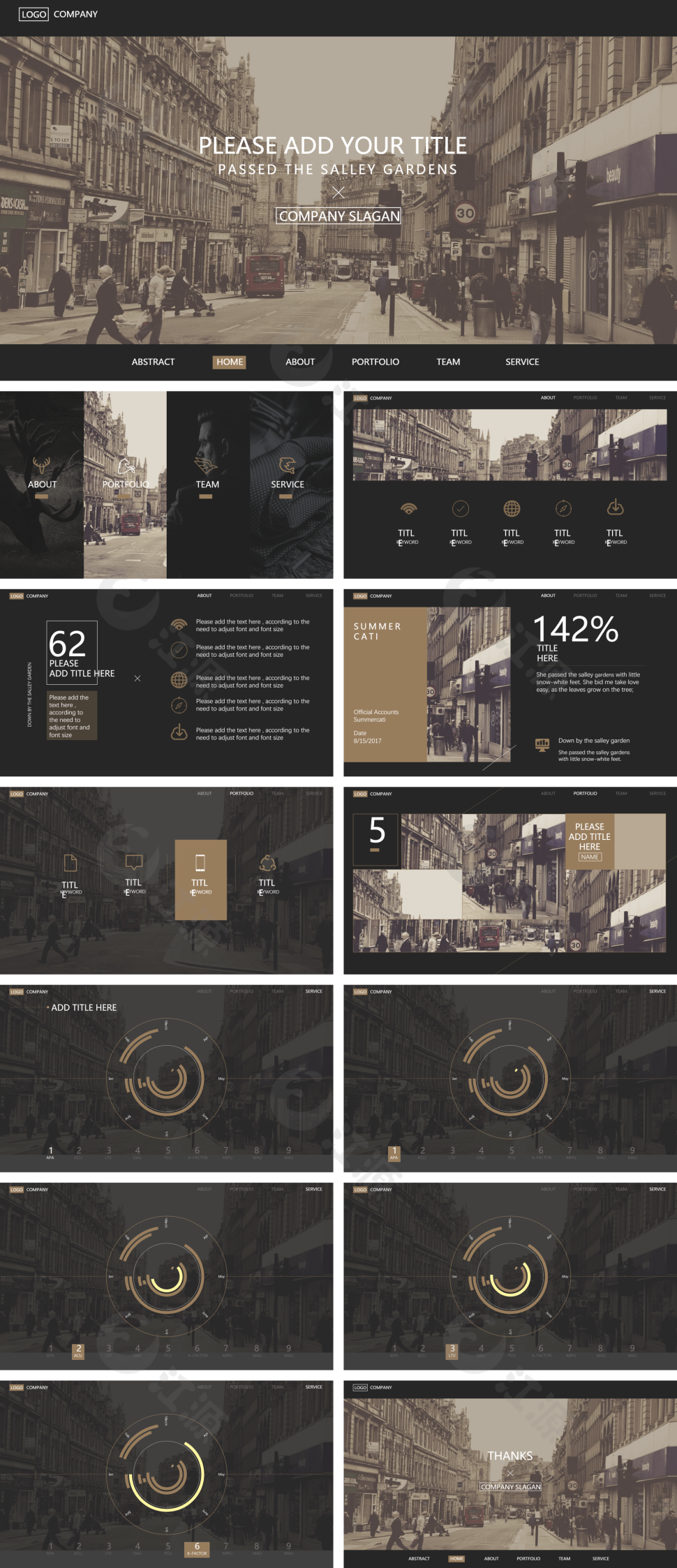 时尚简约杂志网页风工作总结PPT模板