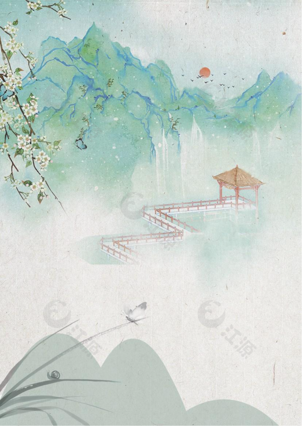 清明节办公信纸模板