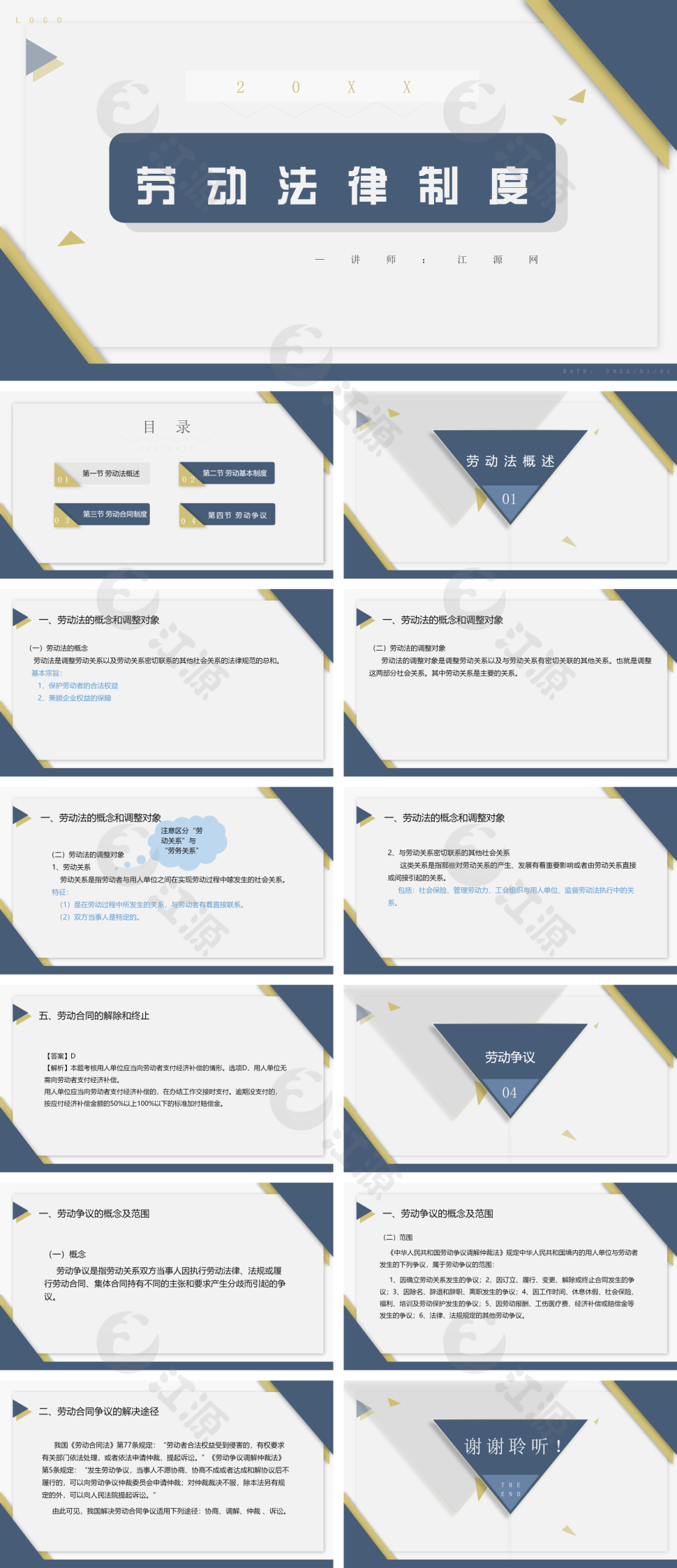 劳动法律制度普及PPT模板