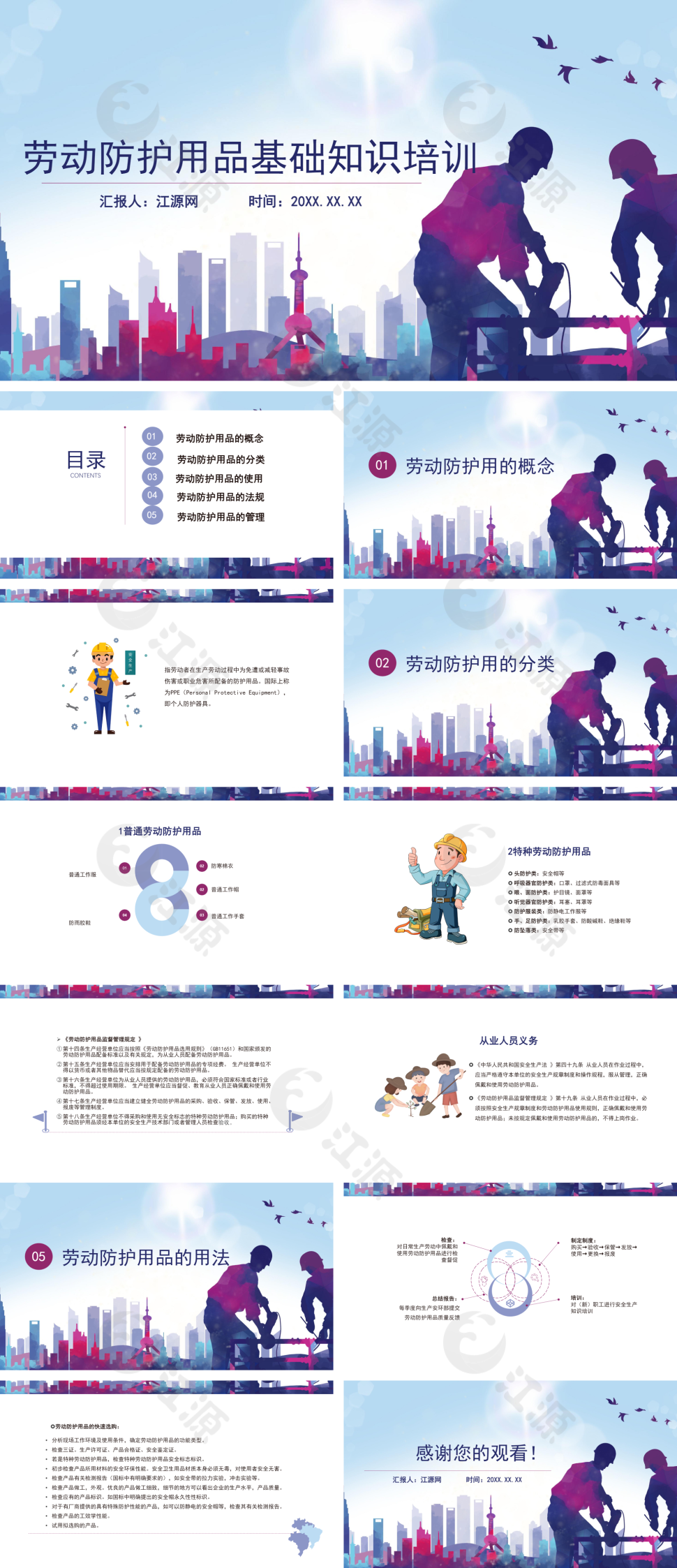 蓝色主题劳动防护用品基础知识培训
