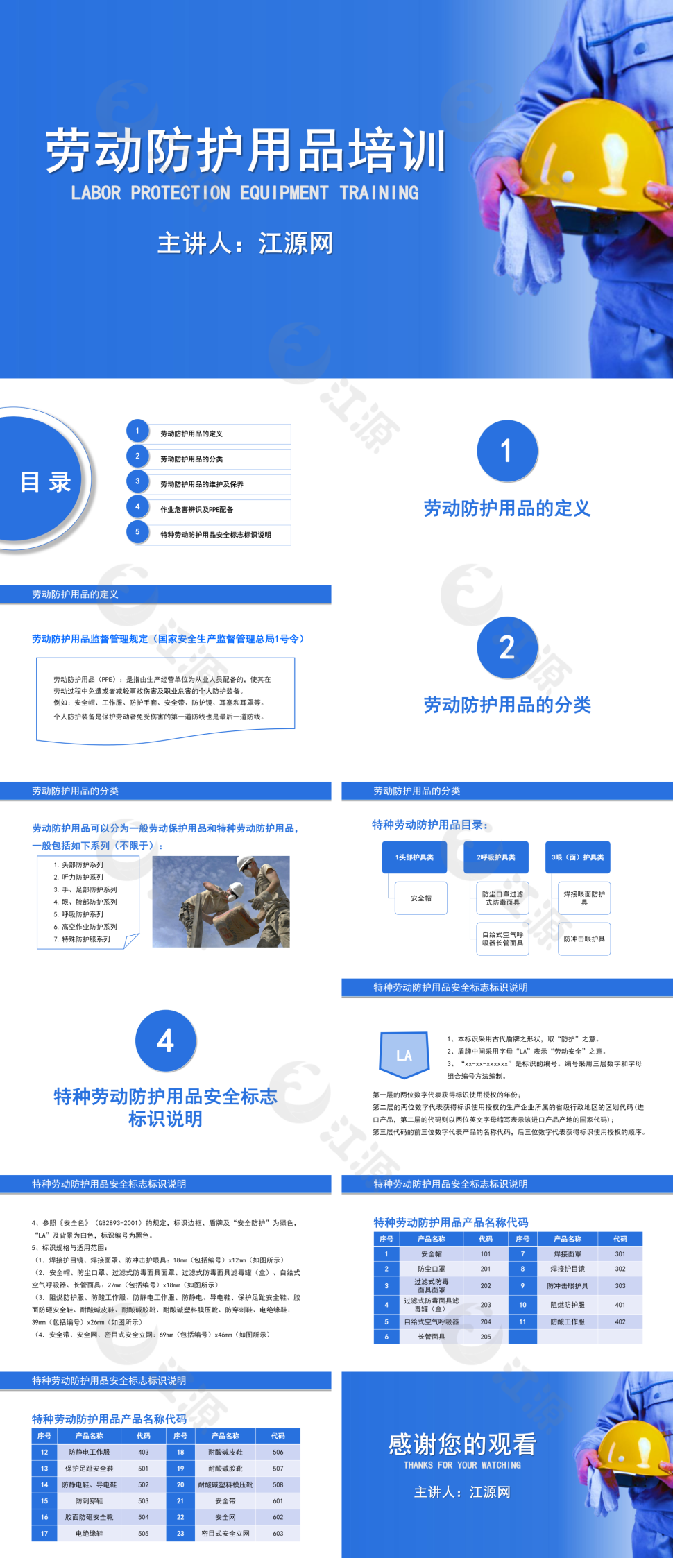 蓝色简约劳动防护用品培训