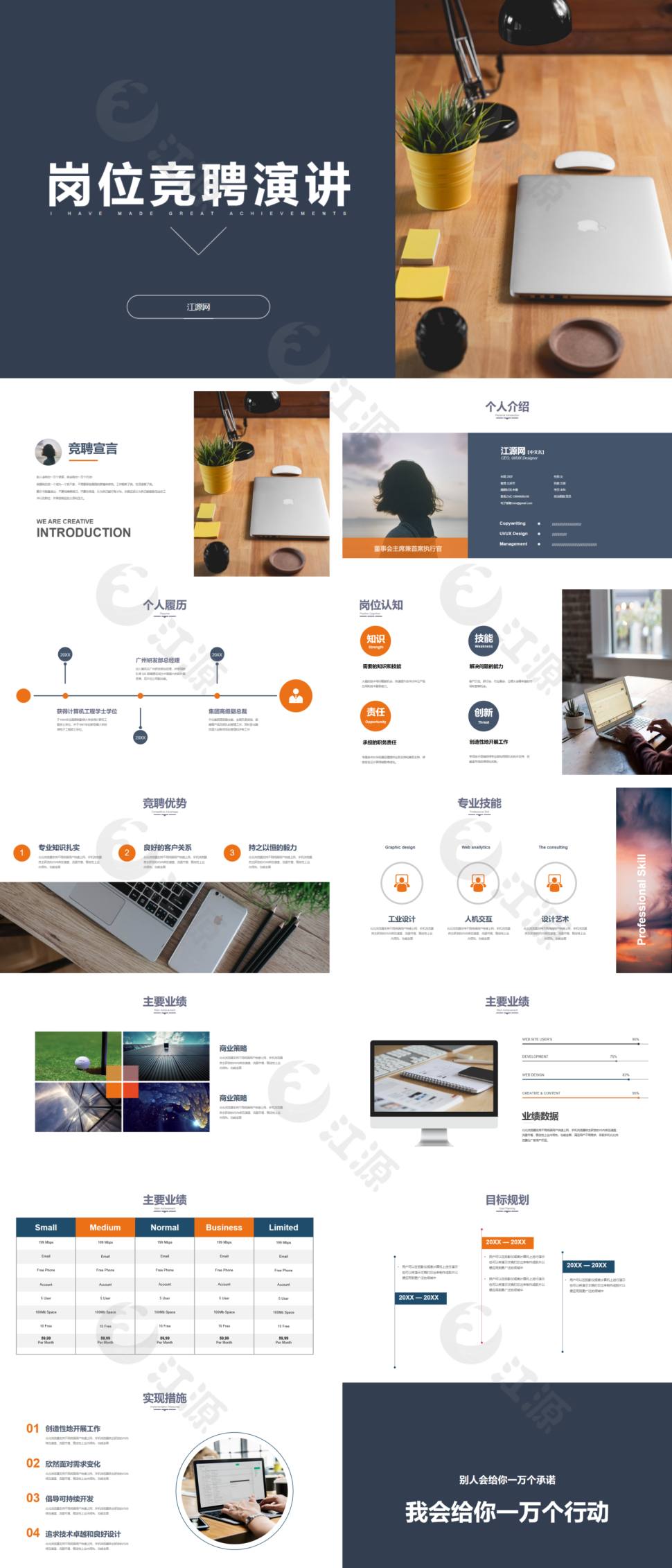 蓝色办公商务岗位竞聘演讲PPT模板