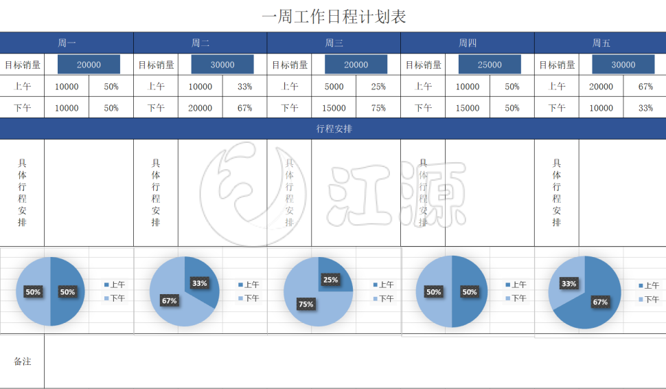 一周工作日程计划表