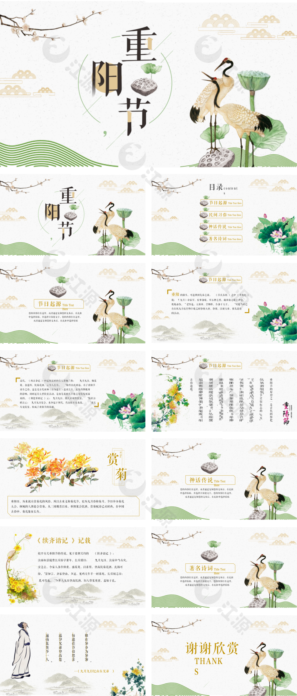 九九重阳节民族风俗节日PPT模板