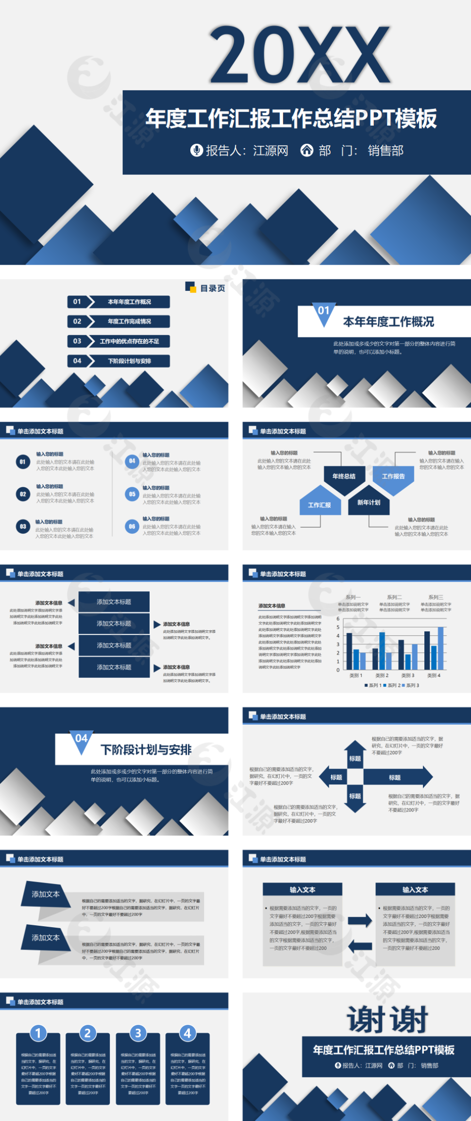 年度工作汇报工作总结PPT模板