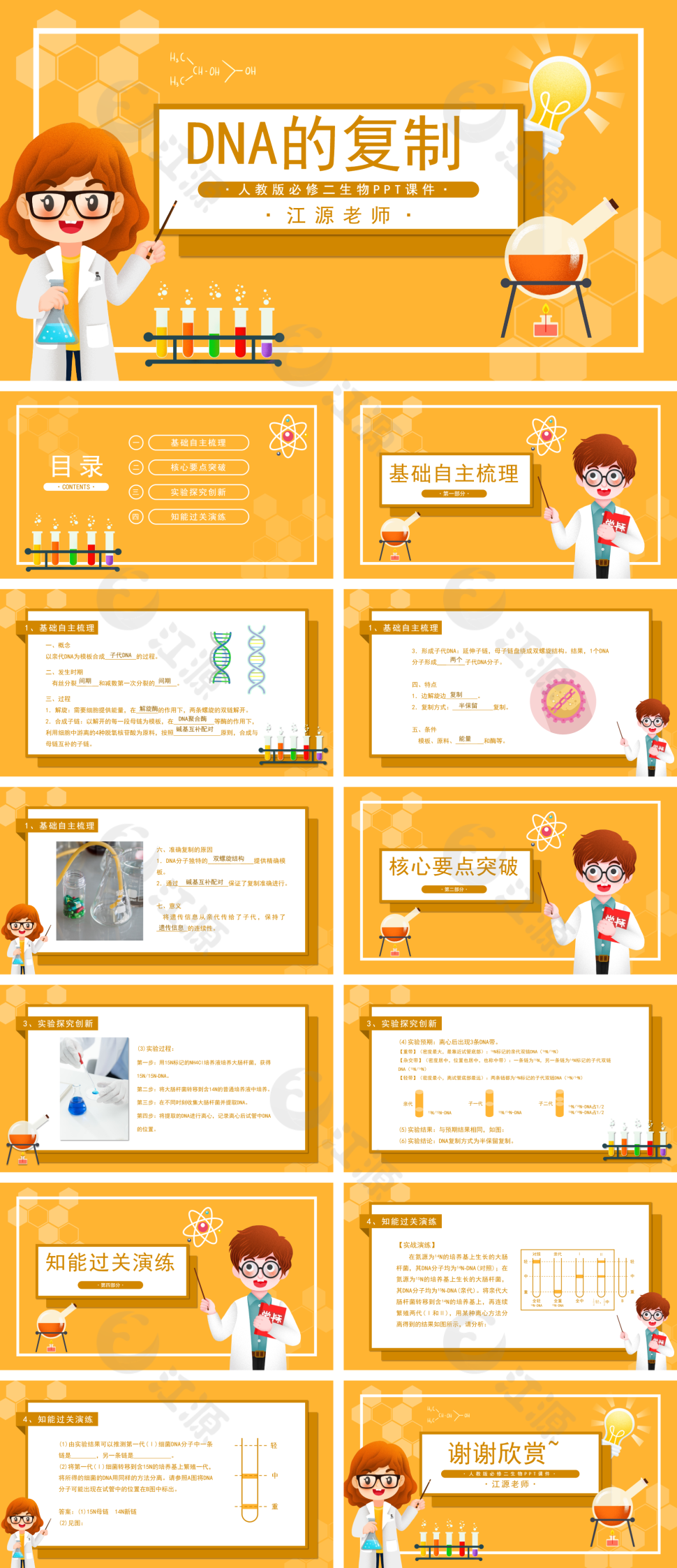 人教版必修二生物《DNA的复制》PPT课件