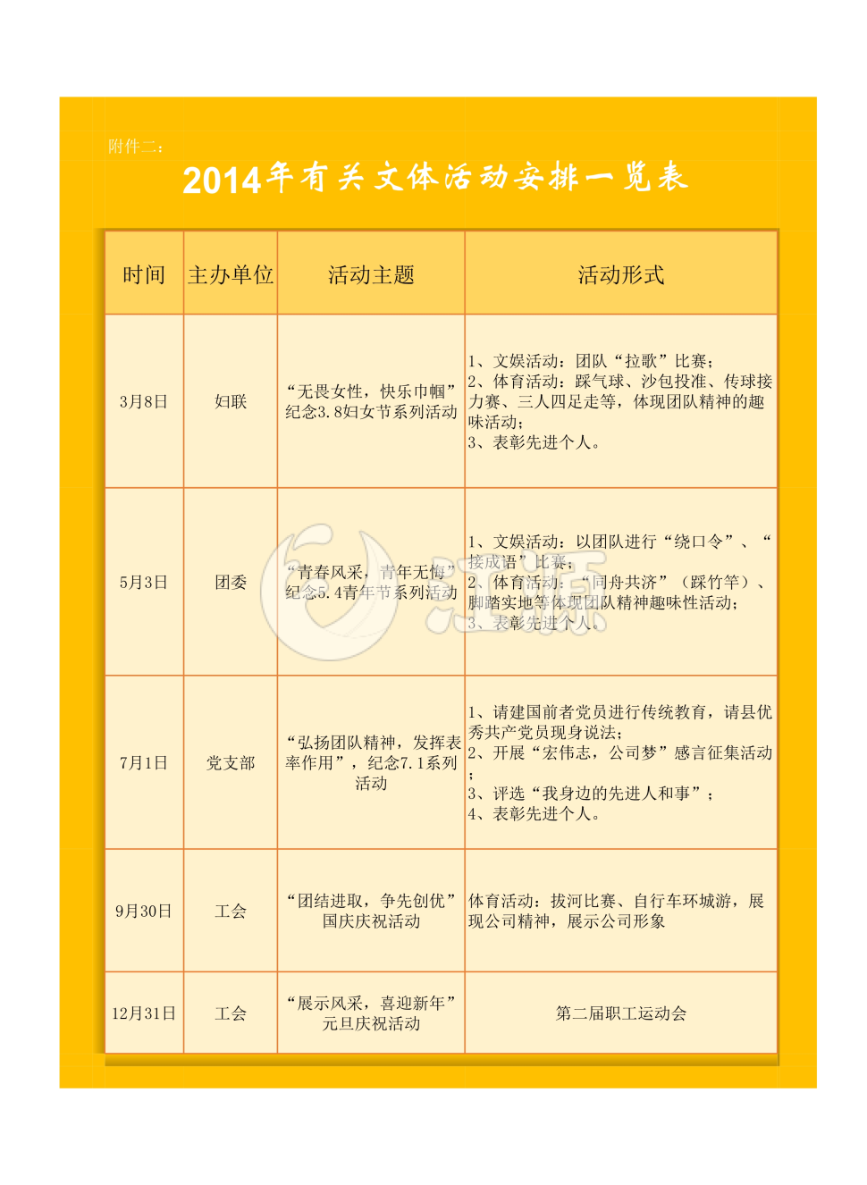 社区有关文体活动安排