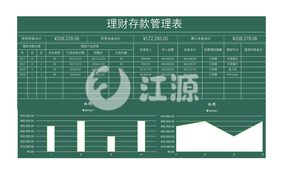 理财存款管理表