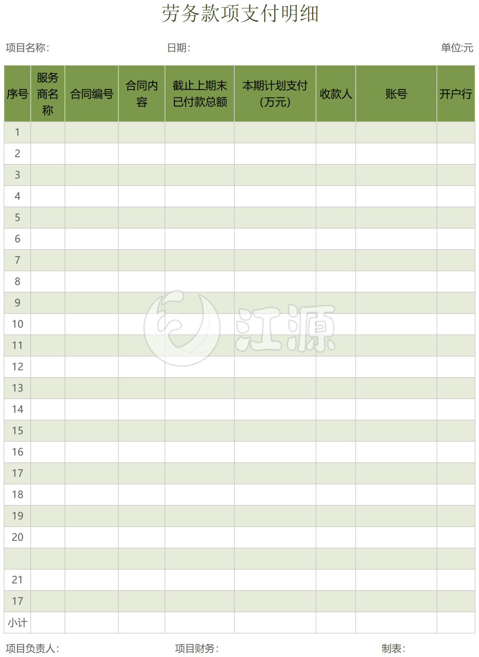 劳务款项支付明细