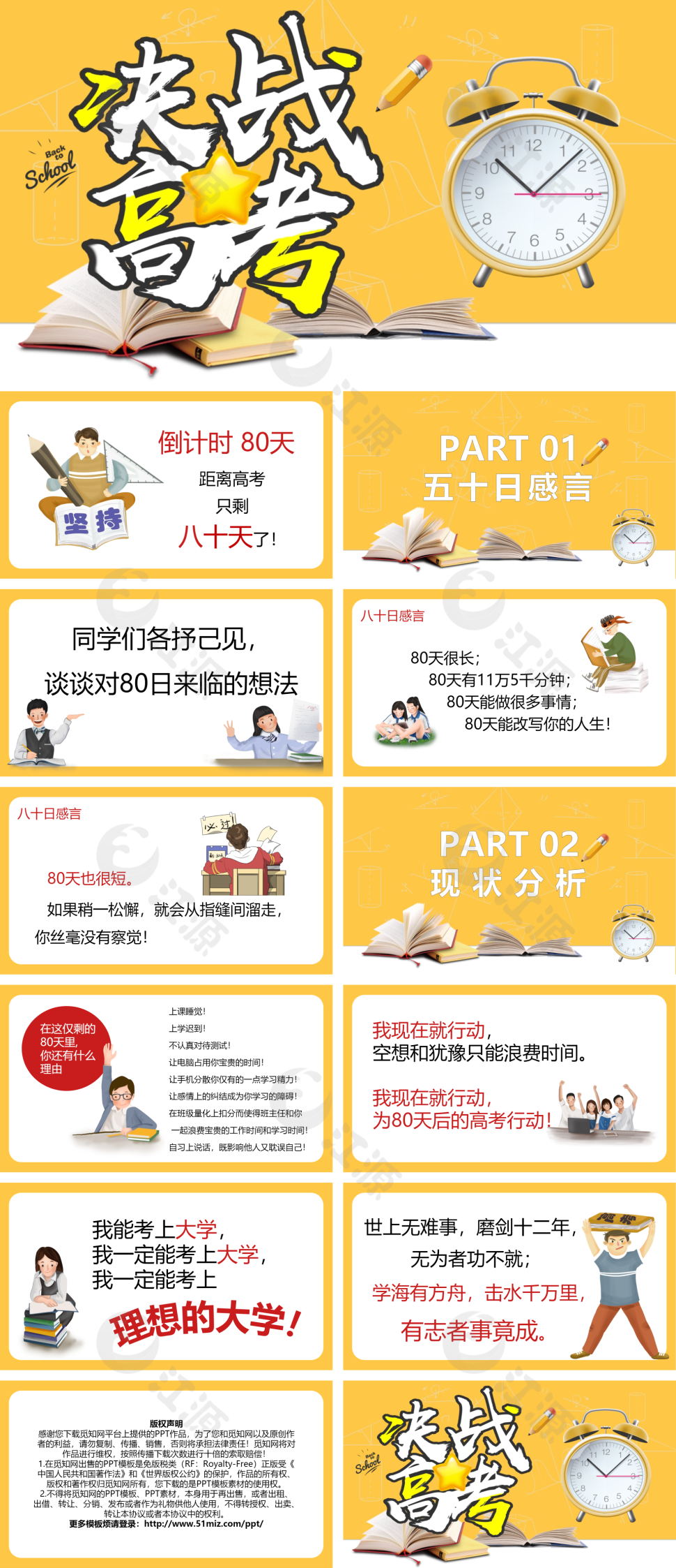 黄色简约风决战高考PPT模板