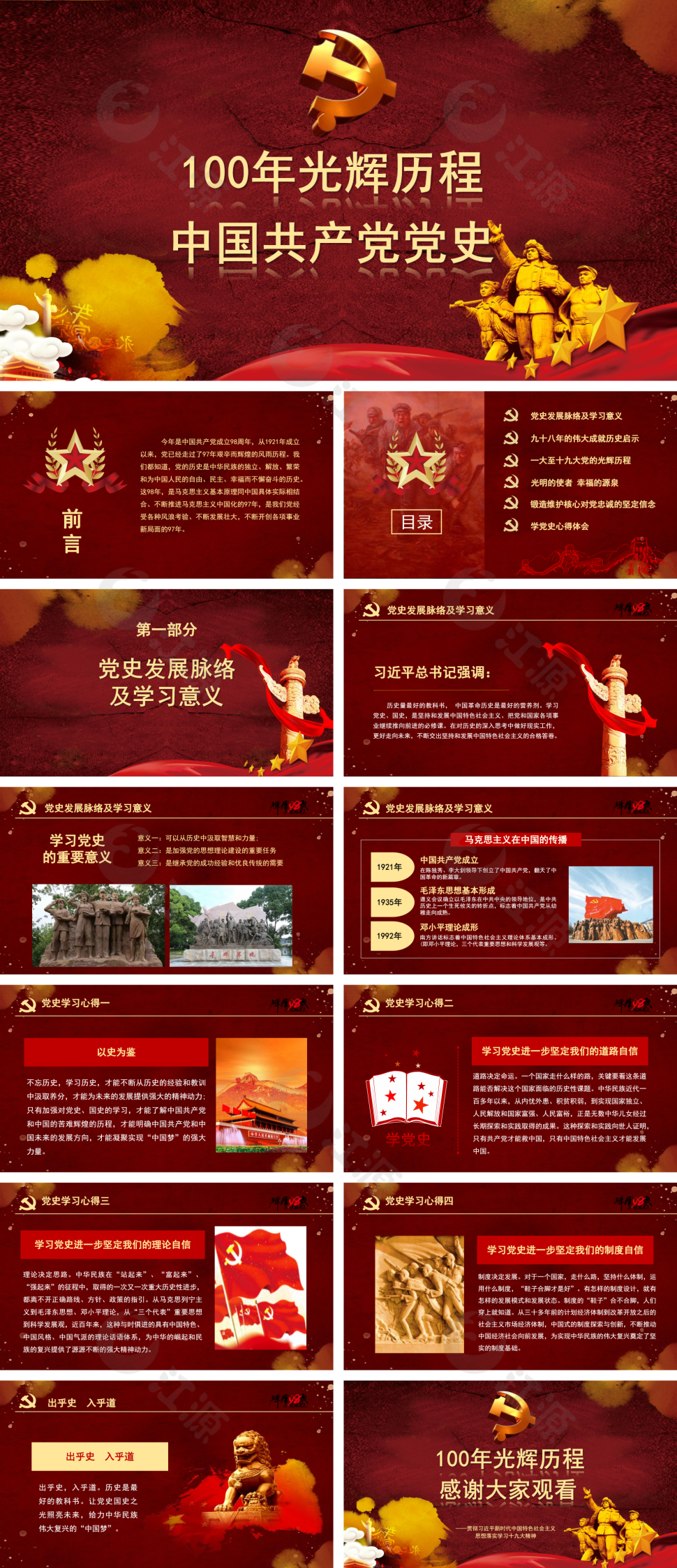 100年光辉历程中国共产党党史PPT模板