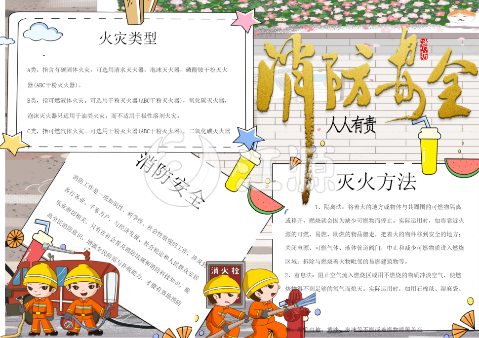 消防安全日手抄报