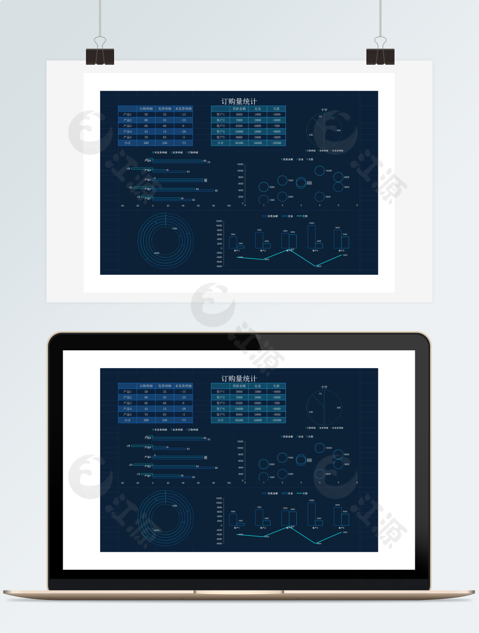 订购量统计科技风Excel模板