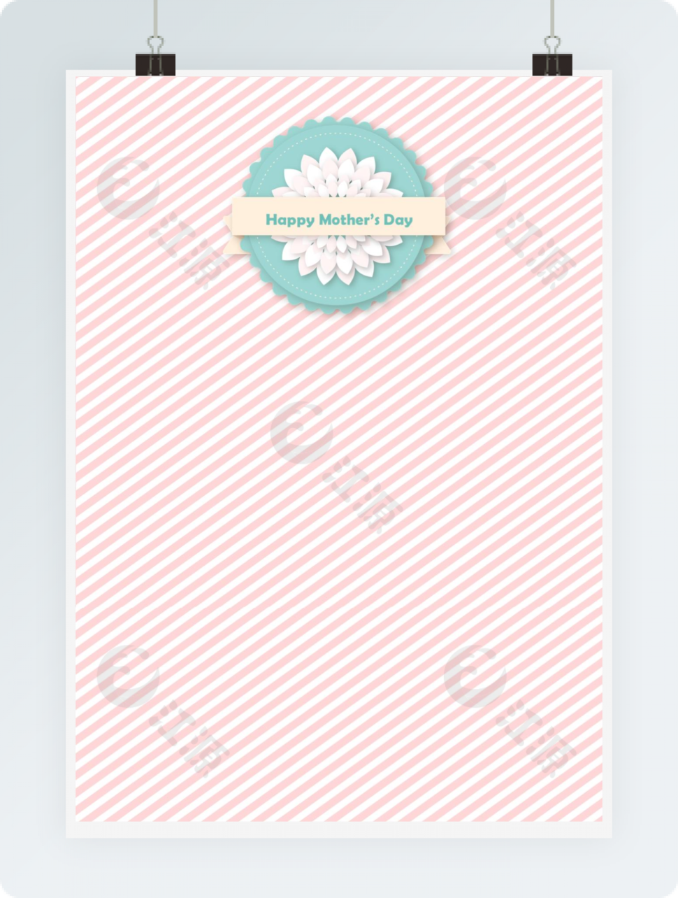 清新莲花母亲节word感谢信信纸背景模板