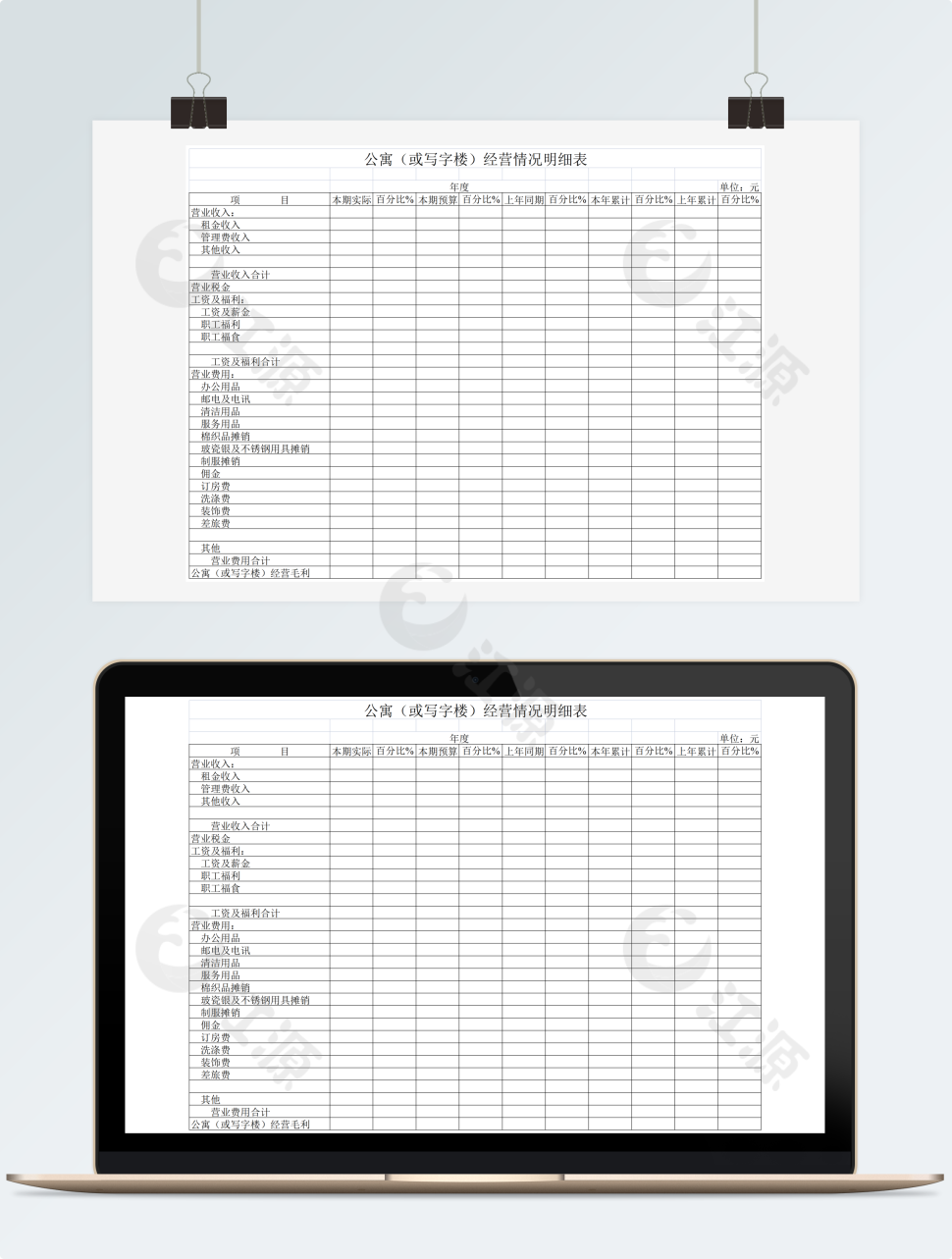 公寓或写字楼经营情况明细表
