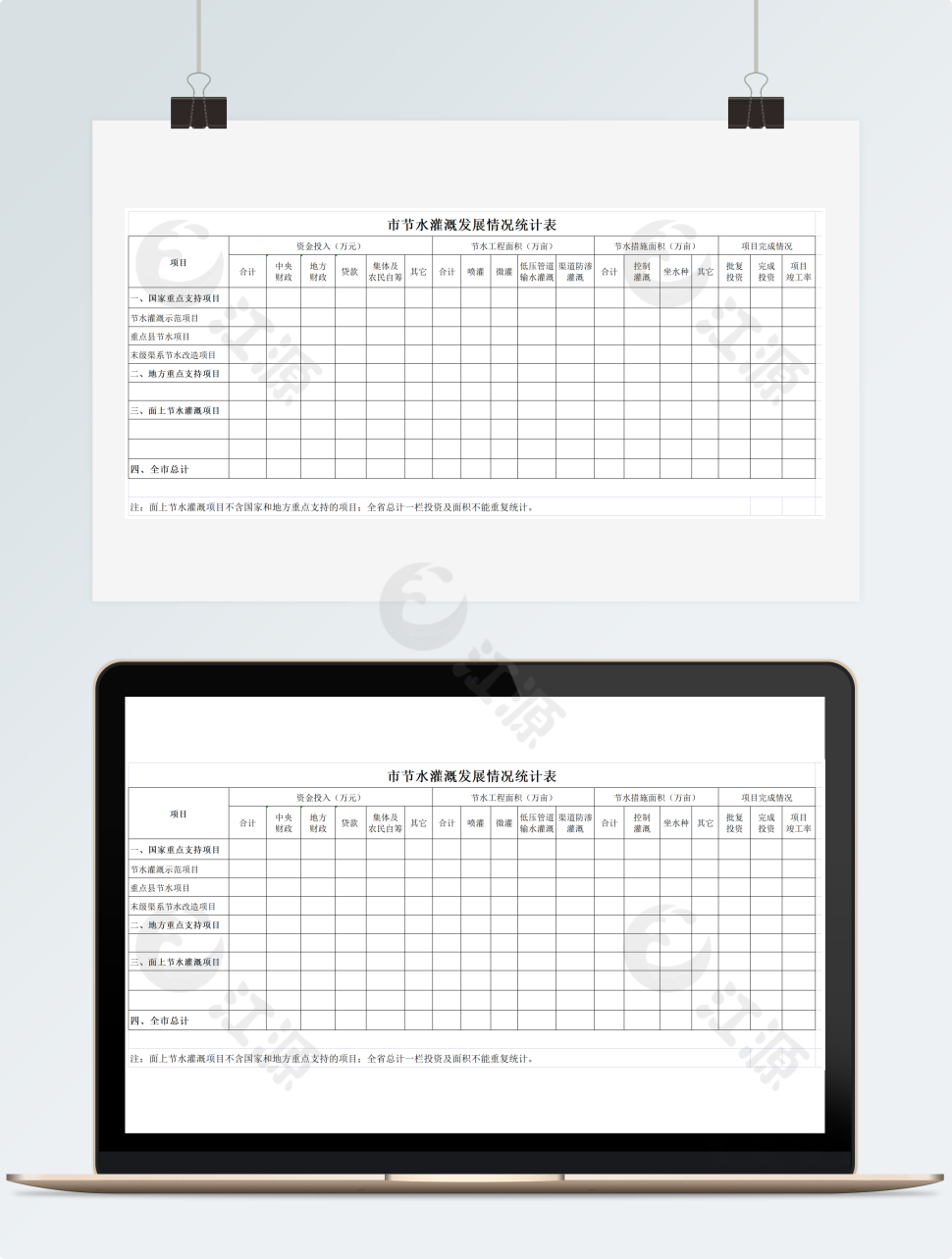市节水灌溉发展情况统计表格