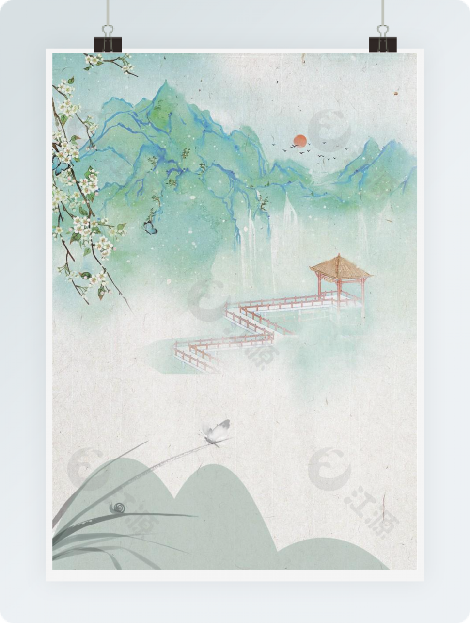清明节办公信纸模板
