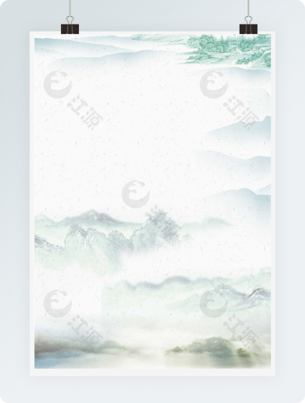 意境中国风清明节感谢信信纸背景