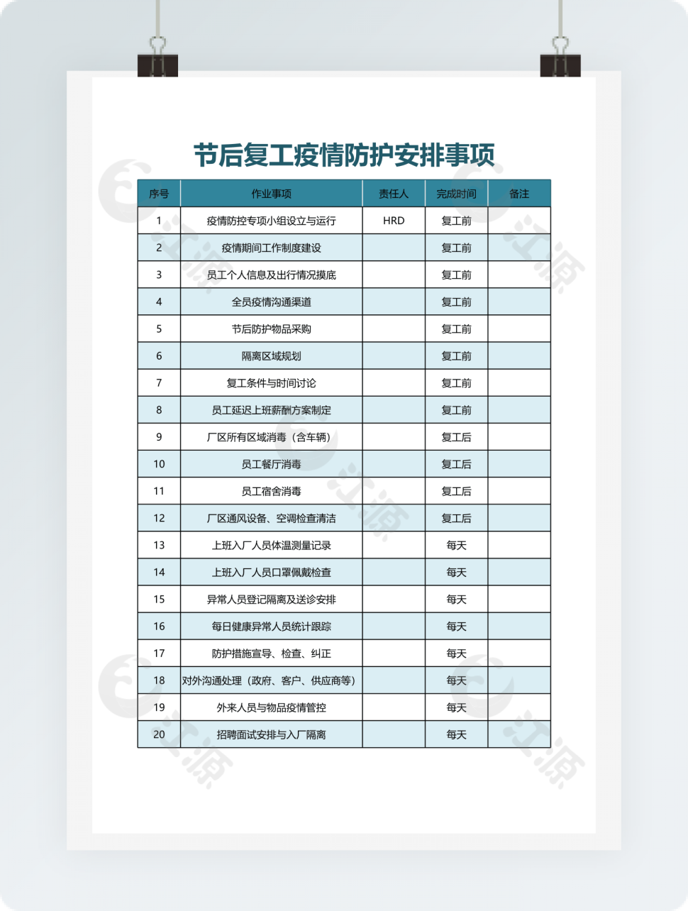 简约节后复工疫情防护安排事项