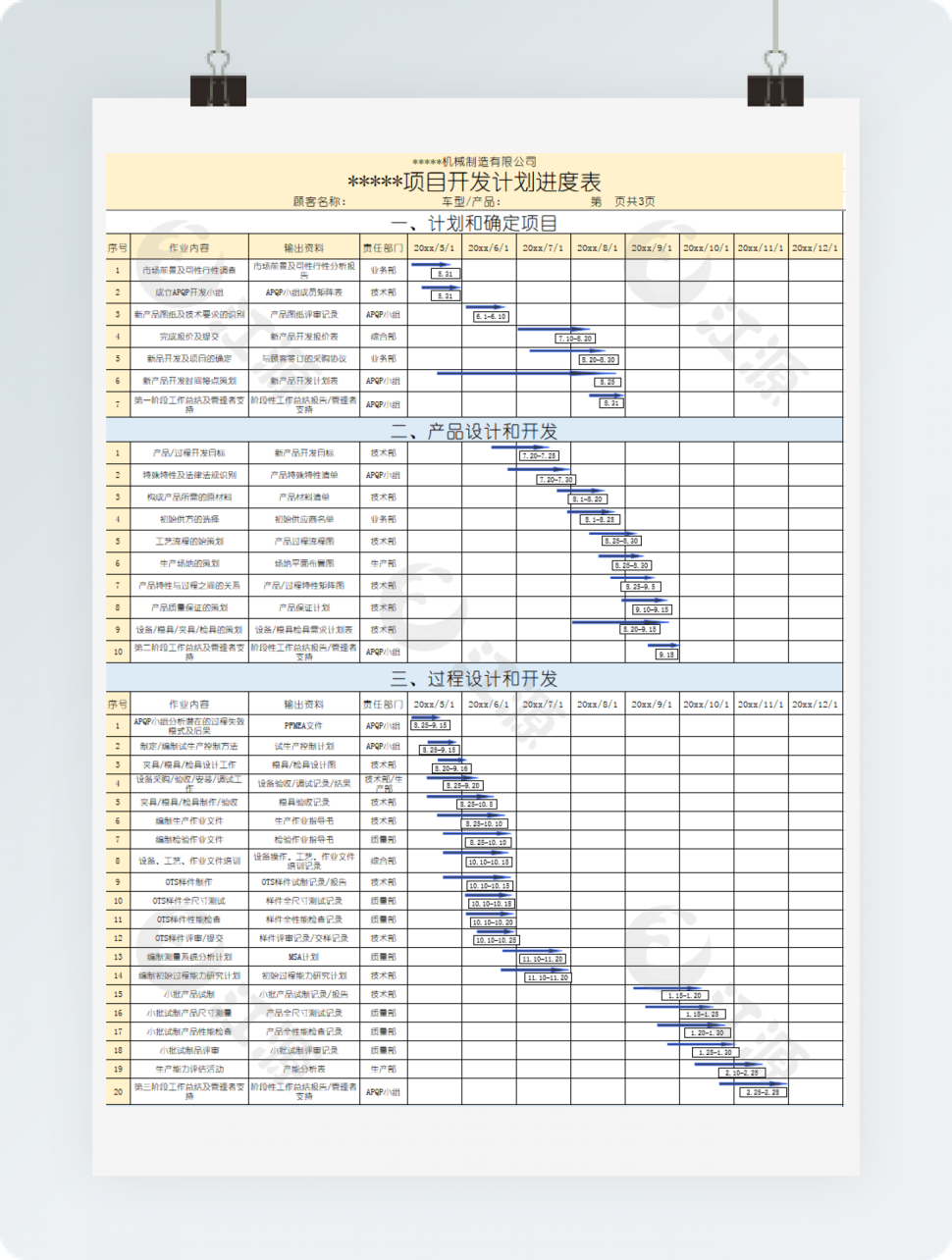项目开发计划进度表