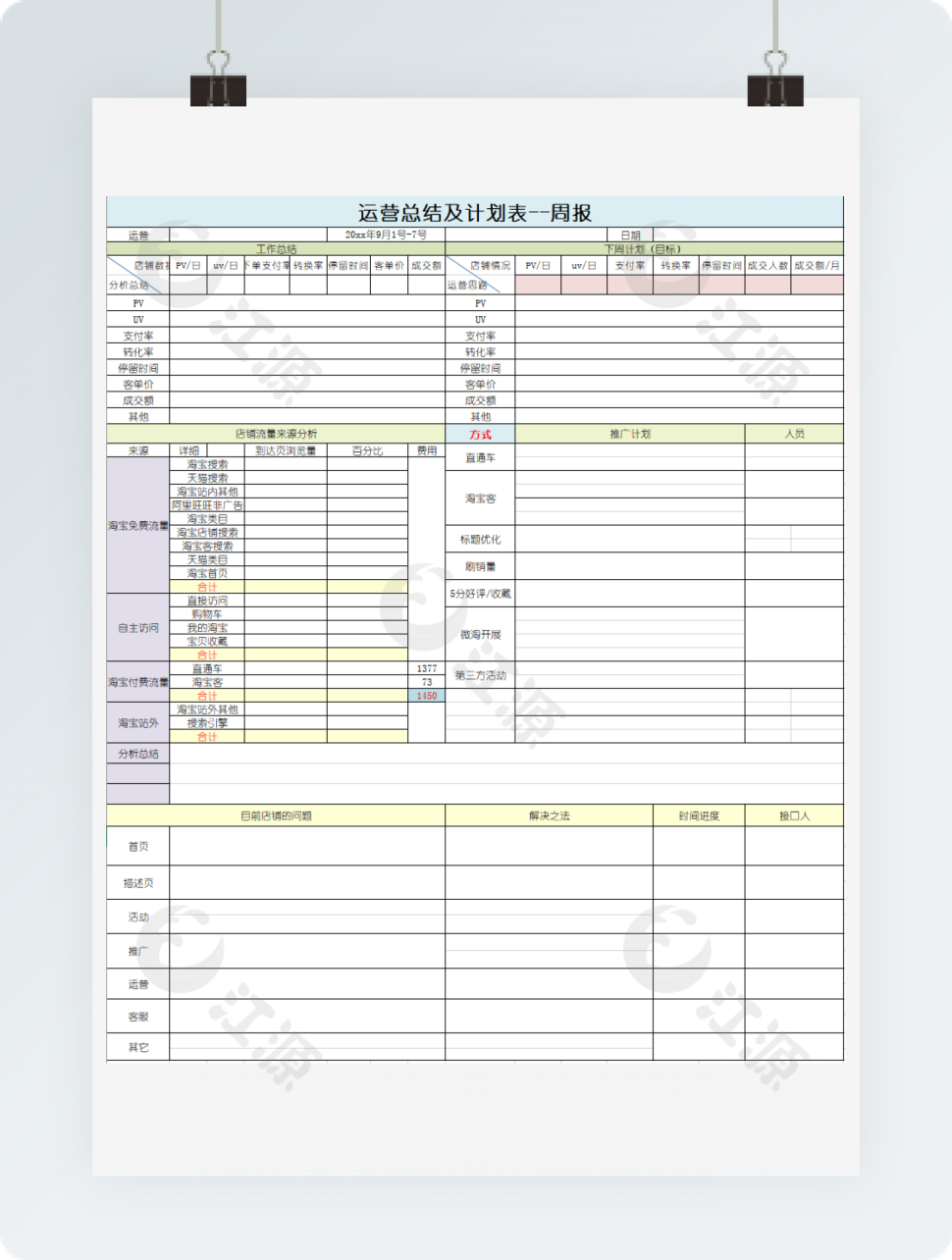 运营周报计划表